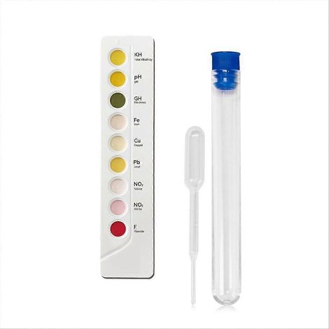 Kit de test d'eau potable 9 en 1 : pH/GH/Fe/Cu/Pb/NO3/NO2/F, analyse chimique de l'eau, chlore, pH-mètre pour eau potable ( ) (1/5)