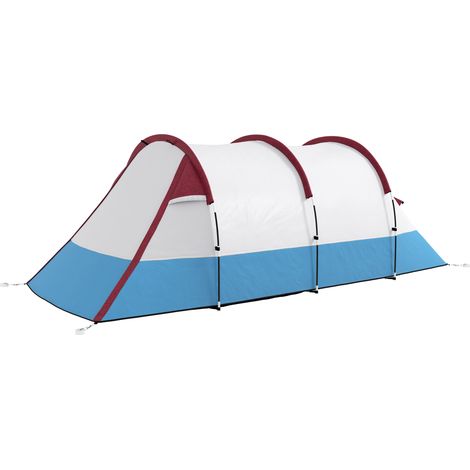 Tente camping 3 personnes imperméable rouge trois entrées crochet lanterne