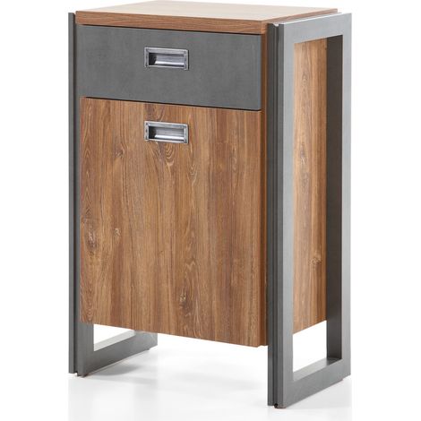 Industrial-Design Kommode DALLAS-61 Stirling Oak Nb. mit Matera Anthrazit B/H/T ca.: 54x81x35 cm (1/5)
