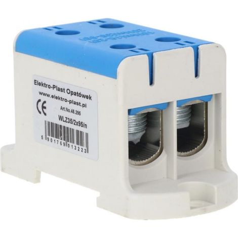 Verteilerblock 2x1-polig AL/CU 16-95mm2 blau, Flach- und Schienenmontage WLZ35/2x95/n 48.295