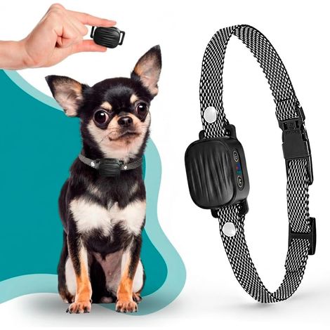 Anti-Vermeidungs-Halskette für kleine und mittelgroße Hunde, ohne Schokolade, wiederaufladbar, mit 2 Vibrations- und Bip-Modi, Etanche und Intelligent (Anthrazit). (1/5)