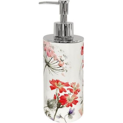 Cleafe - Dispenser Porta Sapone Liquido Bianco Con Fiori Accessori Per Bagno Arredo 69922 - (1/2)