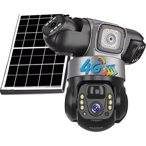 Cámara de seguridad con visión de 360 grados, alimentada por energía solar, cámaras solares 4G. (1/2)