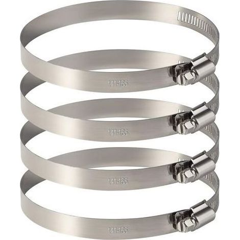 Lot de 4 colliers de serrage en acier inoxydable – Ajustables 141mm à 165mm – Fixation étanche pour tuyaux et cables souples