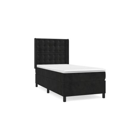 Sommier à lattes de lit avec matelas Noir 90x190 Velours (1/5)