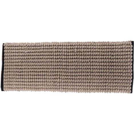 Grand Tapis de salle de bain Bicolore Beige Ficelle et Noir en Polycoton 45 x 120 cm - TENDANCE (1/2)
