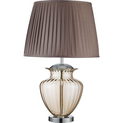 Lampada Da Scrivania Contemporanea Elina Acciaio Ambra Vetro Marrone 1 Luce E27 (1/5)