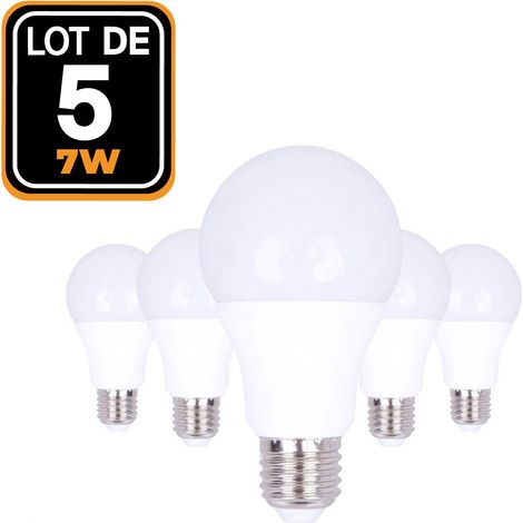 5 Ampoules LED E27 7W 4500K Blanc Neutre Haute Luminosité (1/2)