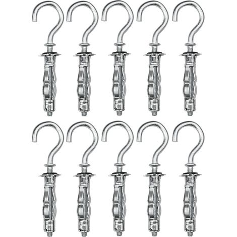 CSPARKV Pack of 10 - Expansion anchor Ø8x32 mm with hook pin M4 screw - for plasterboard hollow body drywall - steel - zinc-plated finish Cr3+