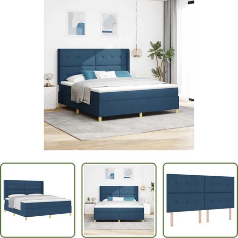 Matratze -  Boxspringbett mit Matratze mit Kopfteil Blau 180 x 200 cm Stoff (1/5)