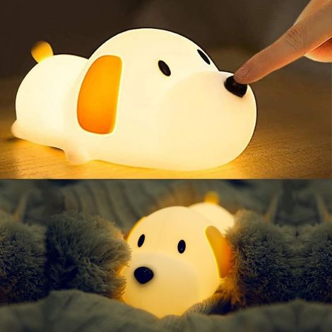 Wiederaufladbares LED-Nachtlicht mit Silikon-Touch, einstellbarer Helligkeit und warmem Licht.