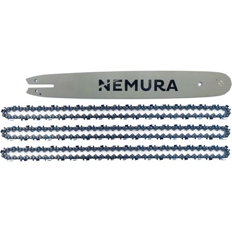 Nemura – Guide tronçonneuse 45 cm – Lot de 3 chaînes 68 entraîneurs – Pas 325 – Jauge 1,6 mm – Compatible Stihl MS250, MS251, 025