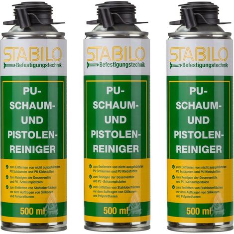 Stabilo Pistolenreiniger 3er Set je 500ml Schaumreiniger PU Reiniger Reinigungsmittel Entfetter