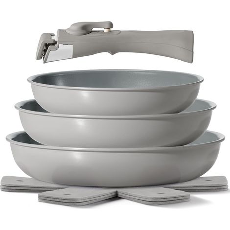 Set of 3 Induction Frying Pans Ceramic Non-Stick (1/5)