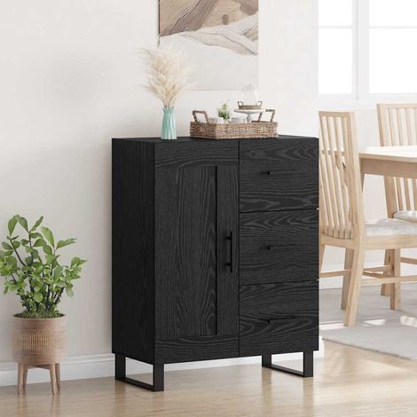 Buffet-Meuble de rangement Chêne noir 69,5 x 34 x 90 cm Bois d'ingénierie et fer 540972 (1/5)