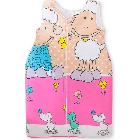 Saco de dormir de algodón para niños de 6 a 12 meses, talla M, TOG 2.5, aislante para todo el año, color rosa y beige. (1/4)