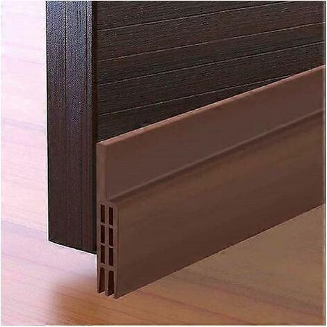 Joint de bas de porte modèle 2025, 100 x 5 cm, adhésif, en silicone souple, isolant thermique et phonique, marron, anti-bruit et anti-poussière. (1/5)