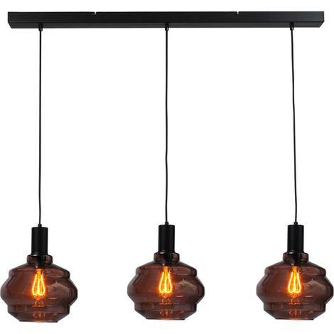 Lampe suspendue 3 lumières - noire - Porto avec verres Ball rouges - Ø 24cm - 2711-05-05-100-3-1