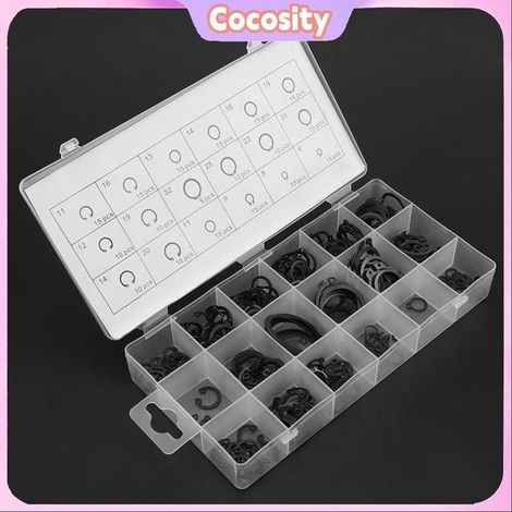 , 225pcs Set d'assortiment circlip externe interne, assortiment de retenue SNAP 18 Taille, bagues de retenue externes (1/4)