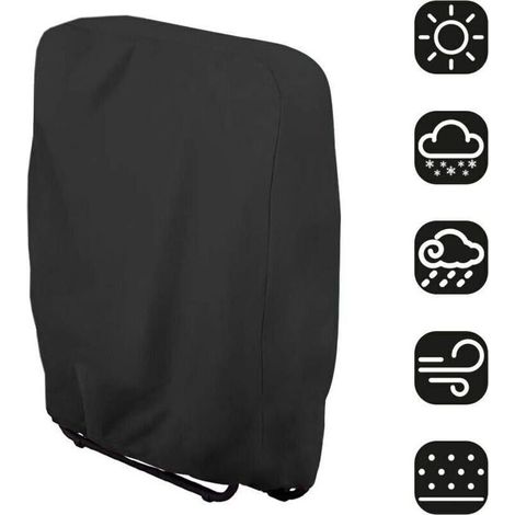 Housse de chaise pliante Housse de protection pour chaise longue Bain de soleil Mobilier de jardin étanche anti-UV Protection contre les dommages, 71 x 110 cm(noir)..