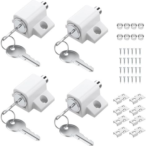 Verrou Baie Vitrée Coulissante Blanc Serrures pour Portes Coulissantes Bloque Fenêtres ou baies Coulissantes avec Clés Maison Sécurité accrue Sécurité métallique pour fenêtres (1/5)
