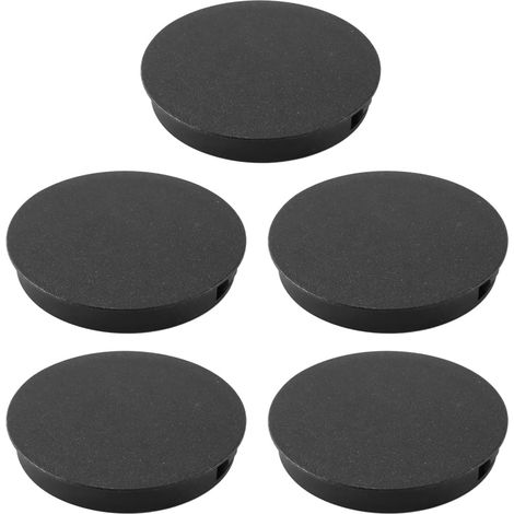 5 Pack Plastic Pipe Stoppers for Kitchen Pipes, 65mm Round Hole Covers, Clip on for Cabinet, Office, Closet, Wardrobe (Black) (1/5)