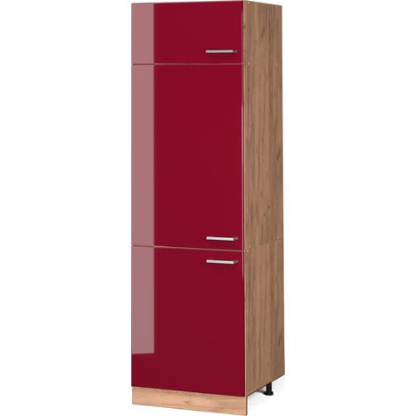 Armadio frigorifero R-Line, Rosso bordeaux lucido, 60 cm, Vicco