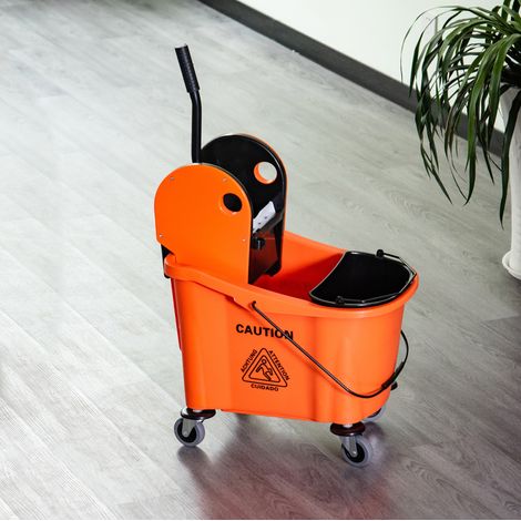 Chariot de nettoyage 36 L avec seau essoreur, 54 x 41 x 91,5 cm, orange DESVIAE (1/5)