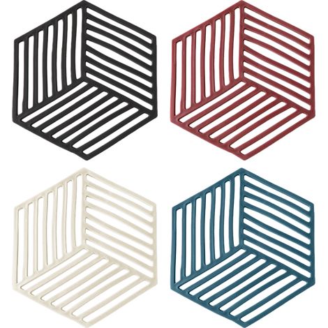 Quatre tapis de cuisson en silicone en forme de losange qui peuvent également servir de dessous de plat résistants à la chaleur pour (1/5)