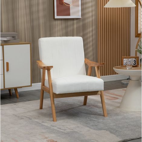 Poltrona lounge 68x74x82 cm in legno bianco, seduta confortevole salvaspazio – MEUBLIV (1/5)
