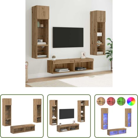 vidaXL Étagère bois - Unité murale de TV 6 pcs Chêne artisanal Bois d'ingénierie (1/5)