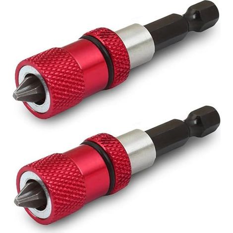 2pcs 60mm Porte-Embout Magnétique avec 2pcs Embouts PH2 Embouts Pour Vis à Cloison Sèche à Tige Hexagonale de 1/4 Pouce Porte Embout Visseuse à Profondeur Réglable (1/5)