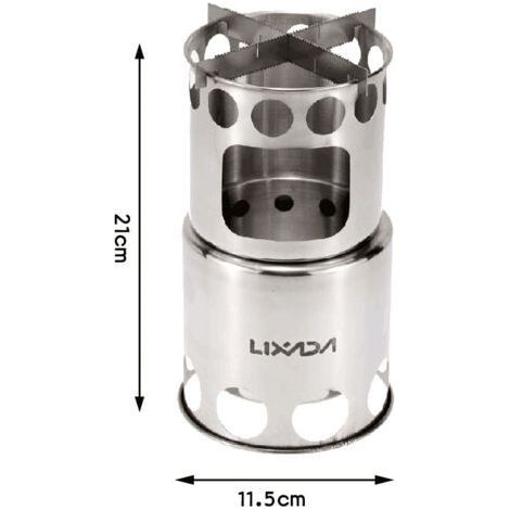 Réchaud à bois léger et portable en acier inoxydable pour cuisine en plein air, pique-nique, camping (1/4)