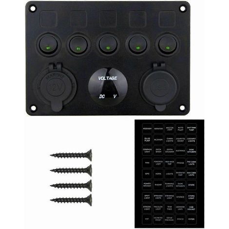 Commutateur de prise double port à 5 positions avec voltmètre numérique, interrupteur à bouton-poussoir marche/arrêt pour PC, compatible avec les camping-cars/caravanes. (1/5)