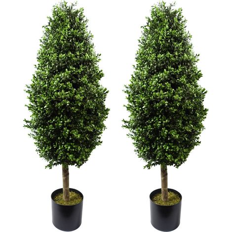 120cm Pair of Buxus Ball Cone Artificial Tree UV Resistant Outdoor (1/4)