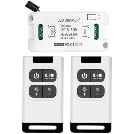 Gradateur sans fil DC 5V 30V 10A Contrôleur de Récepteur de Relais avec 2 Télécommandes Variateur (1/5)