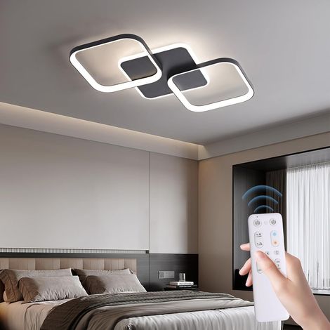 LED Deckenleuchte 40W dimmbar (2700-6500K) 4500LM, mit 2,4G Fernbedienung & Memory-Funktion, für Wohnzimmer, Flur, Büro, Schwarz