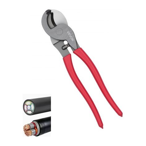 Cortador de Cables de Alto Apalancamiento 235 mm, Con Hojas de Acero y Mangos Recubiertos de PVC, Cortador de Alambres y Cables de Aluminio 4/0 AWG, Cobre 2/0 AWG, para Trabajos Eléctricos