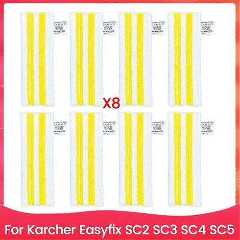 AURA Lot de 8 chiffons de rechange pour balai vapeur Karcher Easyfix SC2 SC3 SC4 SC5 - Pièces détachées pour balai vapeur en microfibre (1/5)
