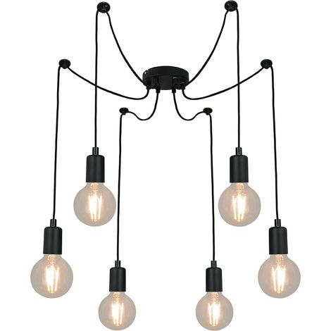 Suspension ou plafonnier design Lina 150cm réglable métal noir compatible LED (1/3)
