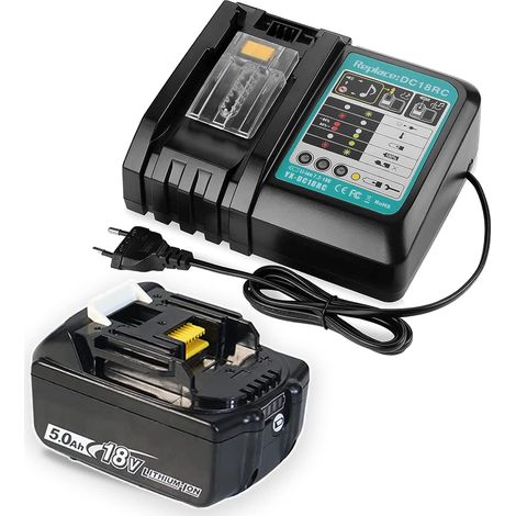 Akkus für Elektrowerkzeug,TEETOK Kompatibel mit Makita-Akku 18-Volt-Ladegerät mit Akkus. 8,0 Ah/8000 mAh Lithiumbatterie + DC18RC 14,4 V - 18 V Ladegerät mit Sicherheitsschutz und Musikerinnerung.