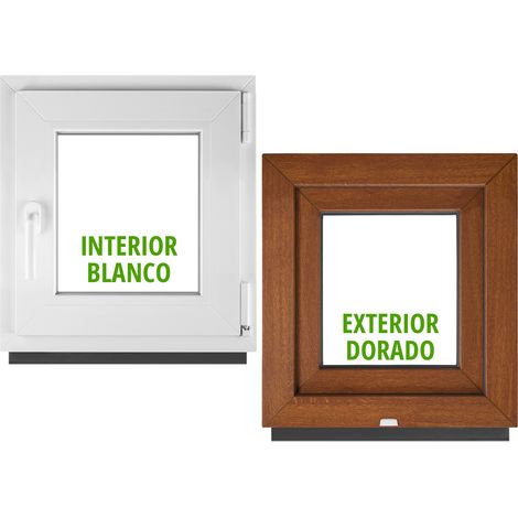Ventana PVC BauPlaza 70 x 70 cm (Ancho x Alto) Oscilobatiente Apertura Derecha – Roble Dorado Exterior / Blanco Interior – Doble Acristalamiento (1/5)