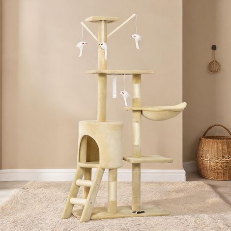 Arbre à chat beige en spanplatte Polyester 60 x 35 x 134 cm (1/5)