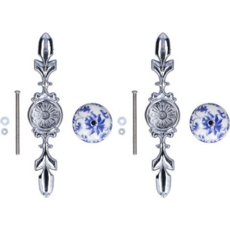 Poignée d'armoire en céramique, 2 pièces/ensemble, boutons peints à la main, Style Simple et moderne, fleur riche en porcelaine bleue et blanche 1060D