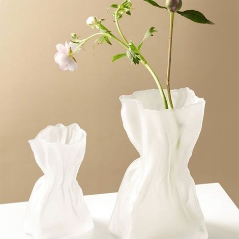 Vase en verre plissé léger, vase hydroponique de luxe, vase pour salon/salle à manger, vase pour fleurs séchées, ornements pour compositions florales (1/5)