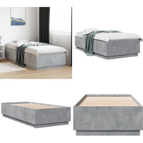 Cadre de lit sans matelas gris béton 90x200 cm - Cadre De Lit - Lit Double - Lit Moderne - Lit Gris - Sommier - Home & Living (1/5)