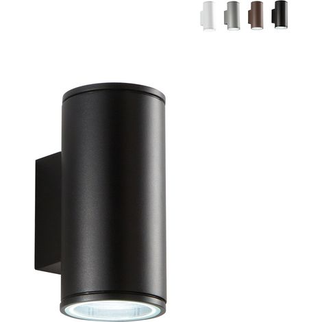 APPLIQUE PER ESTERNI JUBO 2 LUCI ATTACCO GU10 NERO H.21,5CM (1/4)