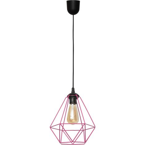 Helam KARO Plafonnier Wire Frame Noir, Rose 24cm