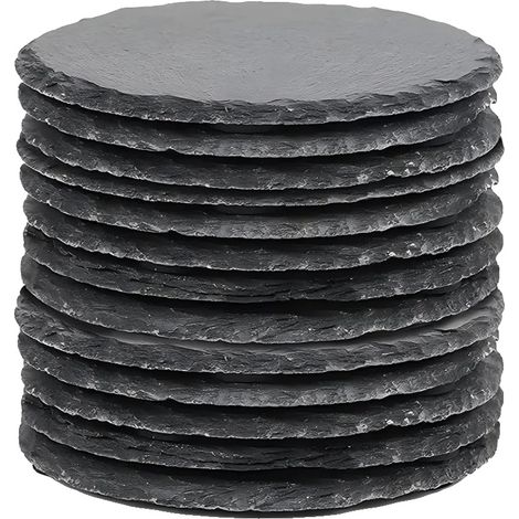 Sous-verres en ardoise, pierre naturelle, compatibles avec la gravure, 12 pièces (1/2)