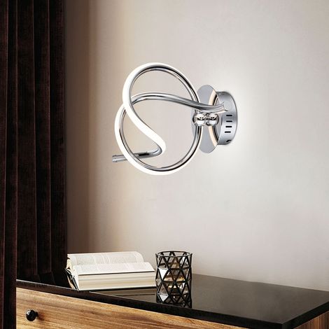 Faretto da parete a LED di design cromato, luce curva per scale, lampada da corridoio, casa, satinato